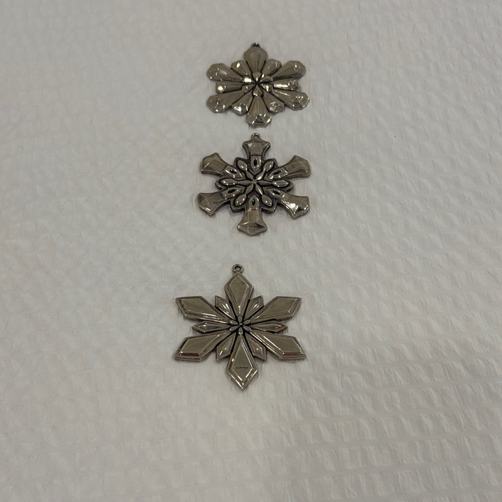 Gorham Silver Snowflake ornaments set of 3